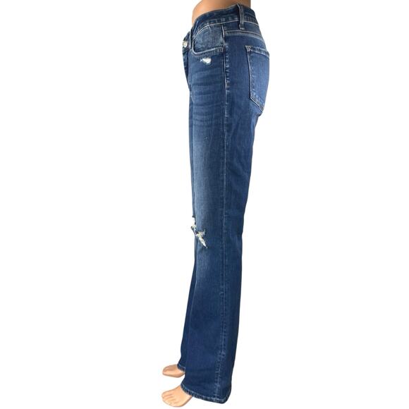 Flying Monkey Blue Mid Rise Distressed Straight Bootcut Denim Jeans Pants Sz 27 - Picture 2 of 5